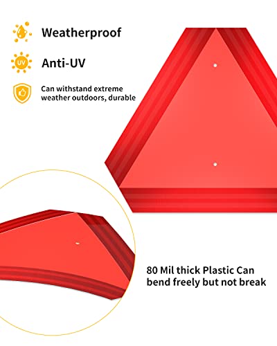 Image of Slow Moving Vehicle Triangle Sign - SMV Sign for Golf Cart, UTV /ATV /RTV, Tractor & Farm Equipment - Highly Reflective Up to 7 Years, 14 inchx16 inch 80-mil Thick Plastic - 2PACK - Includes Screws & Zip Ties