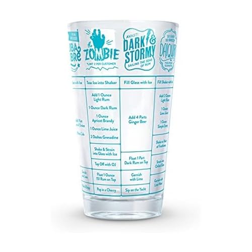 Genuine Fred Fred GOOD MEASURE Cocktail Recipe Glass, Rum, Clear, 16 ounce
