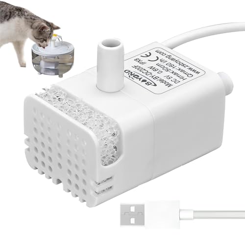 Katzenbrunnen Pumpe 200L/H USB Katzenwasserbrunnen Pumpe Ersatzpumpe für Katzenbrunnen Trinkbrunnen für Katze Ersatzpumpe mit 1.5m Kabel Ultraleise Wasserpumpe für Katzentränken Im Haushalt