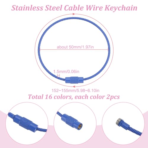 Image of SUNNYCLUE Stainless Steel Loops Wire Keychain Cable Large Key Rings Key Chain for Luggage Tags Key Tags Keyrings Kitchen