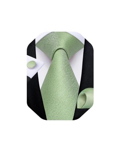 Image of DiBanGu Mens Solid Color Tie and Pocket Square Set Woven Silk Plain Necktie & Handkerchief for Men Wedding Party Formal
