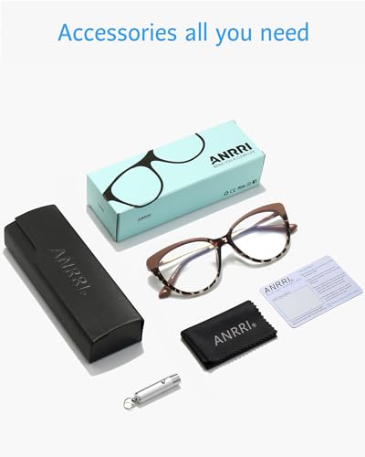 Image of ANRRI Classic Elegant Cat Eye Style Blue Light Blocking Computer Glasses for Women Vintage Frame