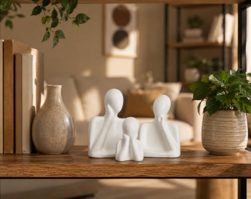 Image of Family Statue - Set of 3 (5 inches) | Abstract Human Figurines for Home Decor | Decorative Statues for Living Room, Bedroom & Shelf Decor | Gift for Housewarming & Anniversary (W3F)