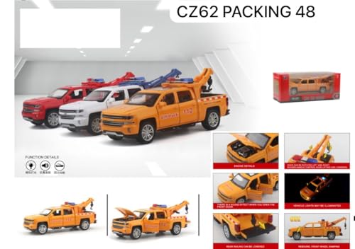 Image of Invite Enterprise Compatible for 1:28 Chevrolet Rescue Crane Toy Car Model, Diecast Collectible Pull Back Model Car with Sound and Light, Toy Gift Vehicles for Adults Kids Boys Girls【Multicolour】