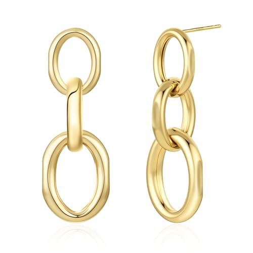 14K Gold Plated Drop Dangle Earrings for Women with 925 Sterling Silver Posts Hypoallergenic Multiple Styles Trendy Gold and Silver Plated Dangle Earrings Lightweight ＆ Dainty Jewelry Gifts