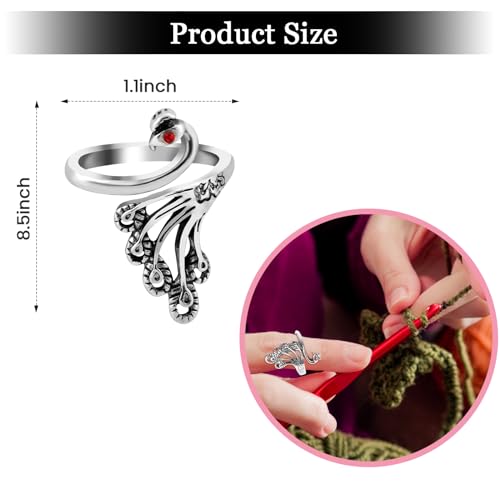 Image of Namifin Crochet Ring for Fingure Adjustable Crochet Tension Ring Yarn Tension Rings Easy Crocheting Crochet Accessories Mother Grandma Thanksgiving Presents