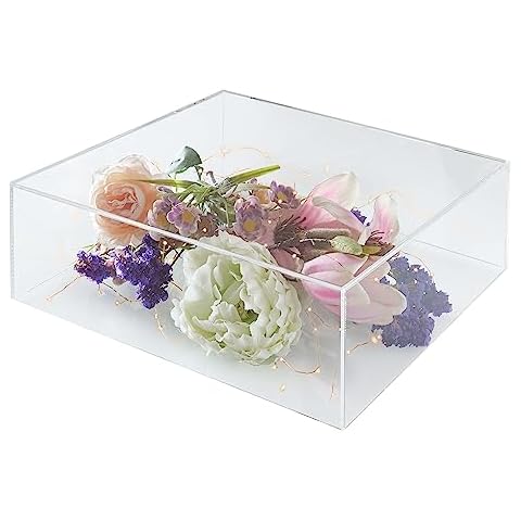 NOKI Square Acrylic Cake Stand: 12 Inch Cake Stand with Hollow Bottom, Fillable Decorative Cake Riser Stand for Display, Large Clear Cake Stand for Wedding, Birthday and Party Cover