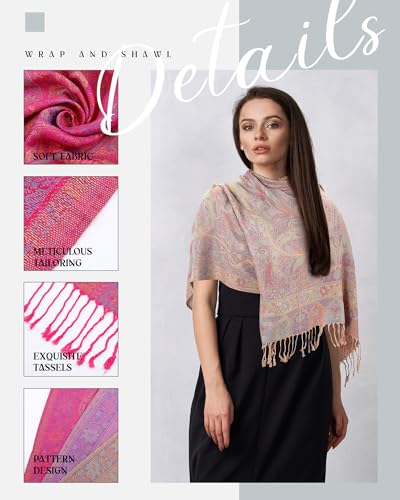 Chuarry 10 Pcs Paisley Pashmina Shawls and Wraps Bulk for Women Soft Tassels Scarves for Evening Wedding Gift All Season3