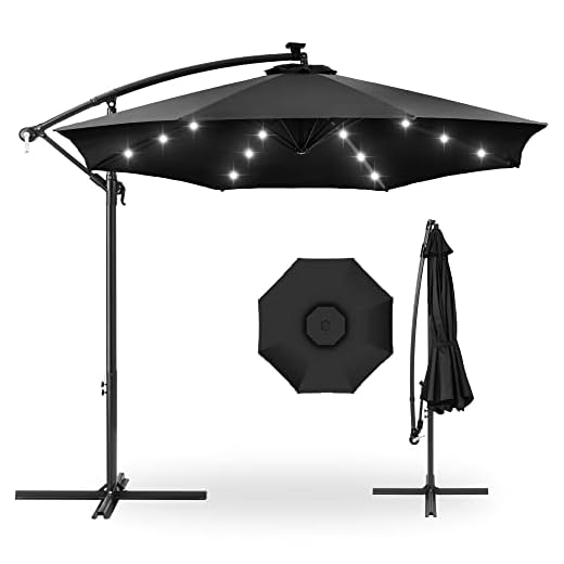 Best large offset umbrella 10ft Solar LED Offset Hanging Umbrella