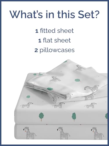 Image of Kids Full Size Zebras Bed Sheets - 4 Piece Kids Zebras Sheet Set