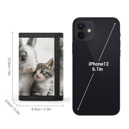 Rabbit And Cat Trifold Wallet, Card Cases And Money Oganizer Thin Stylish Mini Coin Bag with Zipper Coin Pocket Credit for Men And Women2