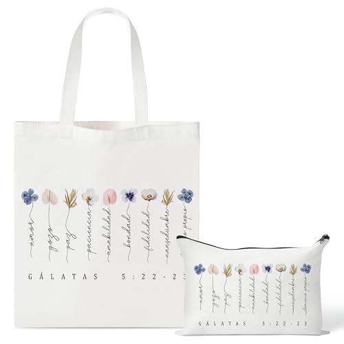 Image of Y1tvei Canvas Bags Gifts, Tote Bag with Makeup Pouch, Birthday Party Favors