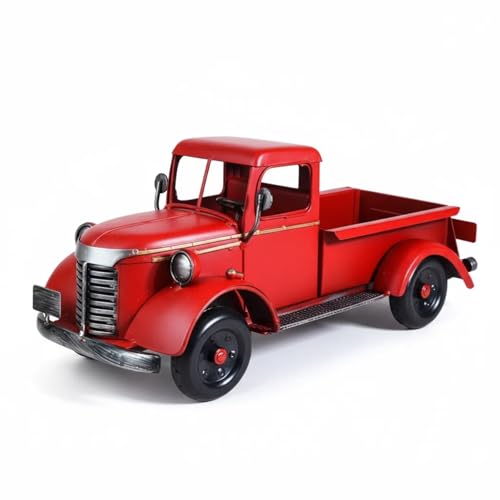 Scnlkder Vintage Red Pickup Truck Decor 13 Inch Farmhouse Table Centerpiece Rustic Truck Decor for Faux Flowers Seasonal Dining Table Shelf Home Decoration