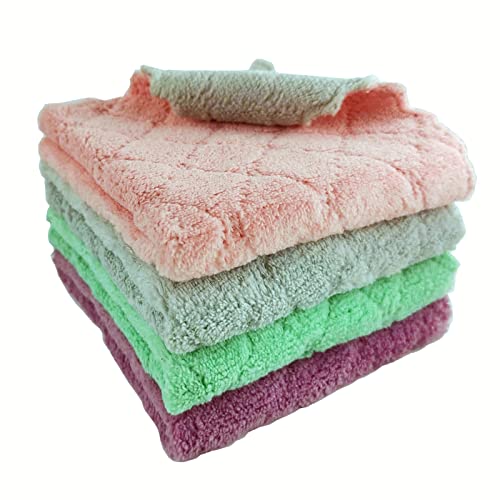 Shicen 4-Pack 9.85"X9.85"Microfiber Cleaning Cloth, Kitchen Towels Dish Towels, Multipurpose Reusable Dish Cloths, Super Absorbent Cleaning Cloths, Double-Sided Microfiber Cleaning Rags #TOP22