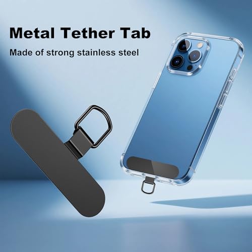 Image of takyu Phone Lanyard, 2 Pack Adjustable CellPhone Lanyard Crossbody Neck Strap and 2 Pack Phone Wrist Strap with 2x Tether Metal Tabs for iPhone Android Smartphones-Black