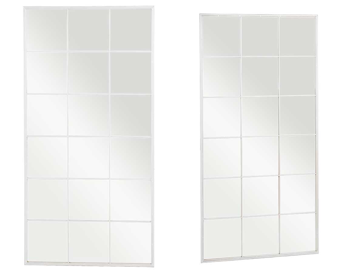 Espejo de Pared Estilo ventanal Industrial, forja Hierro Blanco. para Salon, Comedor, recibidor, baño, vestidor... Colocación Vertical y Horizontal. Diseño Moderno y Elegante. (Blanco, 180x90cm)