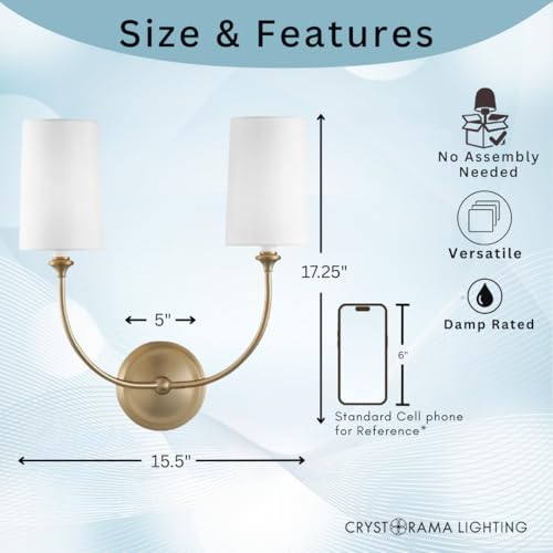 Image of Crystorama Libby Langdon Sylvan 2 Light Vibrant Gold Bathroom Vanity