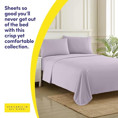 Image of 1500 Supreme Collection King Sheet Sets Lilac - Luxury Hotel Bed Sheets and Pillowcase Set for King Mattress - Extra Soft, Elastic Corner Straps, Deep Pocket Sheets, King Lilac