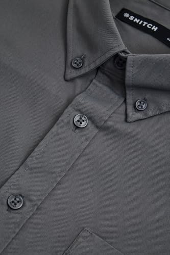 Image of SNITCH Men Casual Shirt | Regular Fit Long Sleeve Button-Down Collar Textured Style | Durable Polyester Twill & Single Patch Pocket for Work