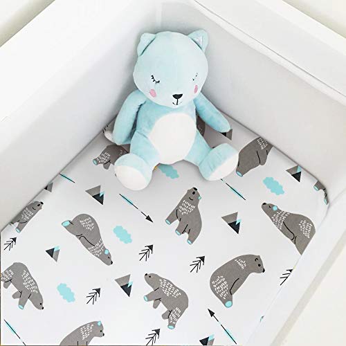 Image of Stretchy Bassinet Sheet Set BROLEX 2 Pack Snug Fitted Cradle Fitted Sheets for Bassinet Pads /Mattress, for Boys Girls,Unisex,Ultra Soft Breathable,Owl Bear