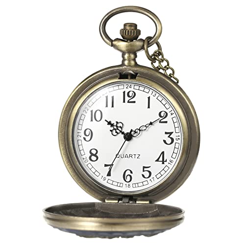 Image of MORFONG Vintage Pocket Watch Quartz Pocket Watches for Men Women Birthday Christmas Gifts with Box Chain