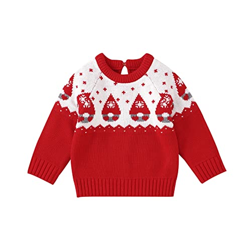 Toddler Boys Girls Warm Knit Christmas Sweater Long Sleeve Crewneck Sweatshirt Winter Cute Xmas Pullover