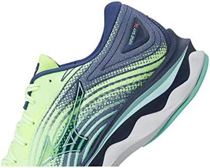 Mizuno Women's Wave Sky 6 Running Shoe, Neo Lime/Ancient Water, 12 | Image 4
