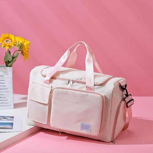 Image of Small Gym Bag for Women, Travel Duffle Bag Carry On Weekender Bag with Shoe Compartment