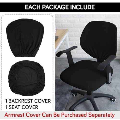 Image of HOKIPO Water Repellent Office Chair Cover for Task Chair - 210 GSM Stretchable Jacquard - Washable & Anti-Slip - Fits Small Office Chairs Without Headrest, Black (AR-5007-BLK)