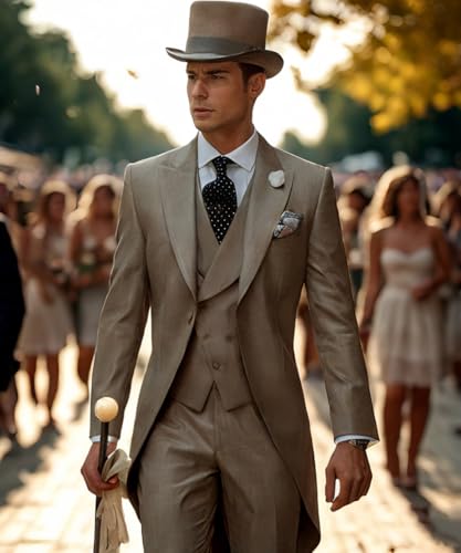 Men's Tailcoat Suit,Mens Tuxedo 3 Piece Slim Fit Suits Double Breasted for Men Summer Wedding,Proms,Concert,Royal Blue,M3