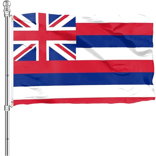 WANWEIDO Hawaii Flag 3x5 FT Premium Polyester Hawaii Hawaiian State Flags Outdoor Indoor Double Stitched Long Lasting Vivid Color with 2 Brass Grommets