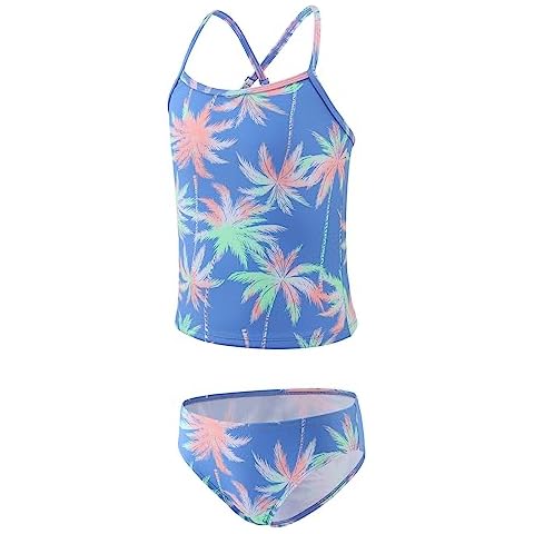 Aisyee Girls' Adjustable Floral Tankini Swimsuit Cover