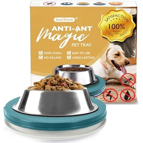SoulThink® Ant Proof Cat Dog Bowl Tray - 2024 New Innovation Anti Ant Pet Food Dish Indoor No Chemical No Water Needed Different from Traditional Ant Trap (Turquoise Green) Cover