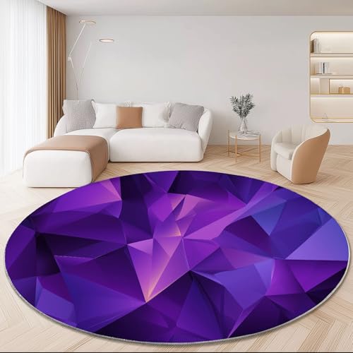 Tapis rond lavable violet : la solution antidérapante pour salon - 2