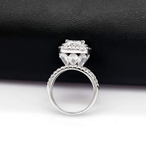 Uloveido Large Simulated Emerald Statement Halo Cocktail Ring with Green Crystal for Women Party Anniversary RJ2134