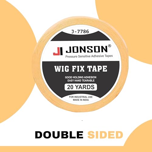 Image of Jonson Yellow Cotton Hair Patch Tape | Strong Hold 7-14 Days | Water & Sweat Resistant | Skin-Friendly | Easy to Apply & Remove | 20 Yards
