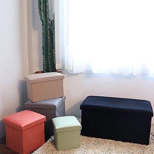 Image of Kuber Industries Cardboard Storage Stool - Square Toy Box, Foot Rest, Folding Seat, Wardrobe Organizer For Clothes-Books, Living Room Storage Box - S Zh003Bg Beige