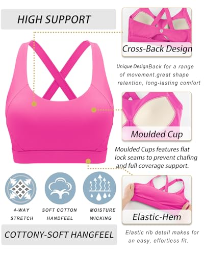 Image of RUNNING GIRL Sports Bra for Women High Support,Molded Cup Strappy Running Sports Bras with Sewn in Pads