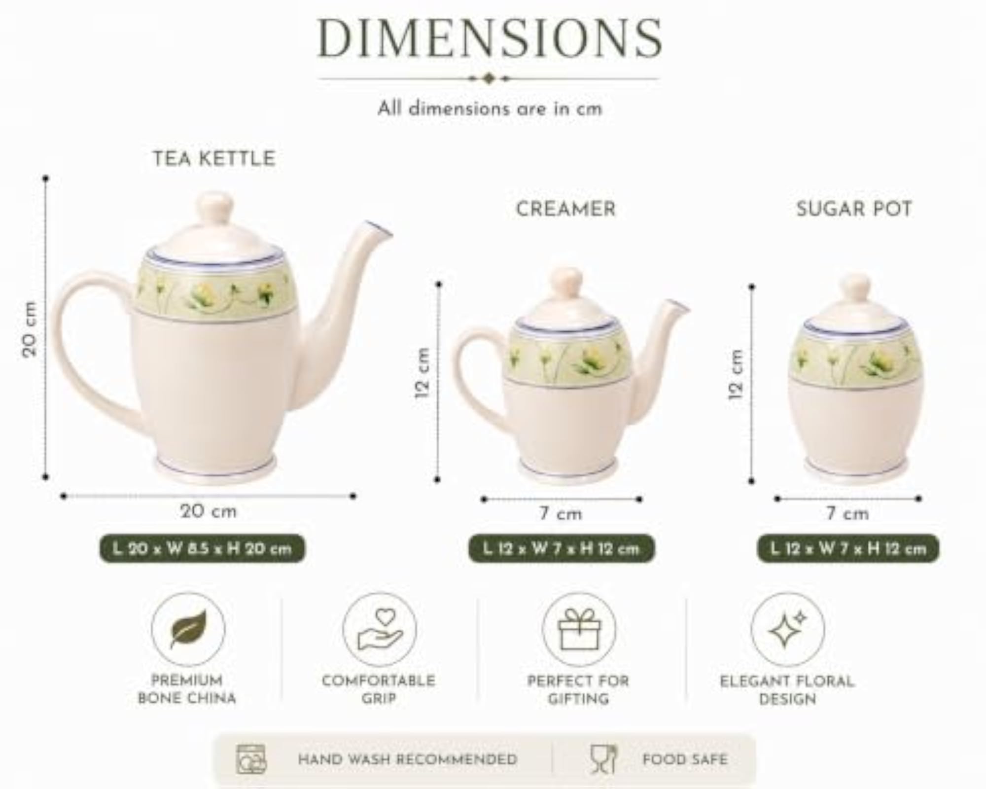 Premium Bone China Tea Set, Elegant Floral Design