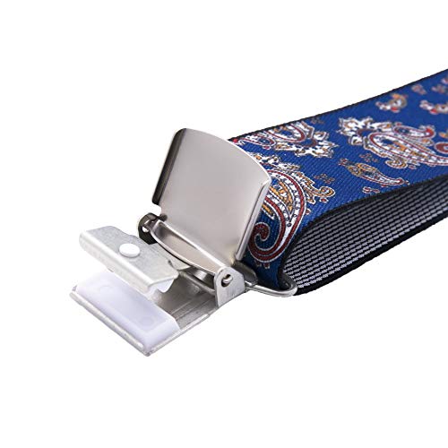 Bioterti Men’s Heavy Duty X- Back Suspenders-Adjustable Size, Long & Elastic Braces (Navy Paisley) #TOP4