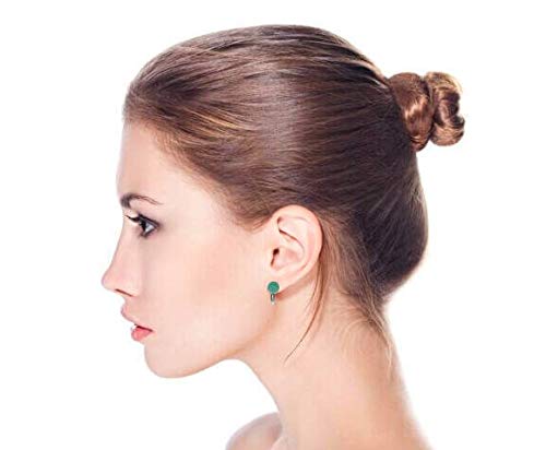 Simple Light Green Aventurine Gemstone Bead Round Ball Clip On Earrings Non-Piercing .925 Sterling Silver 8Mm #TOP6