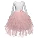 Toddler Baby Flower Girls Princess Tulle Dress Lace Backless Tutu A-line Beaded Party Dresses Pink