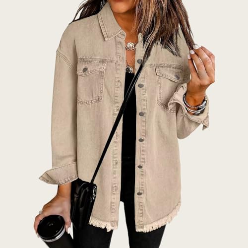 Womens Oversized Denim Jacket Casual Plus Size Fashion Lightweight Shacket Fall Outfits Trendy Loose Y2k Jean Jackets2