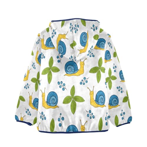 Snail and Leaf Pattern Print Toddler Fleece Jacket Girl Boys Hooded Fleece Jacket Coat Warm Outwear Zip-up 3-10T2