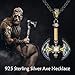YAFEINI Axe Necklace S925 Sterling Silver Abalone Shell Axe Pendant Necklaces Nordic Viking Jewelry Gifts for Men Women