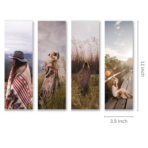 Image of RADIQORE Set of 4 Wall Decor for Living Room- Boho Aesthetic Wall Hangings for Home /Decoration Items for Living Room Wall Art Bedroom Eco-Friendly Recycled Board-Double Tape wall decor (Girls)