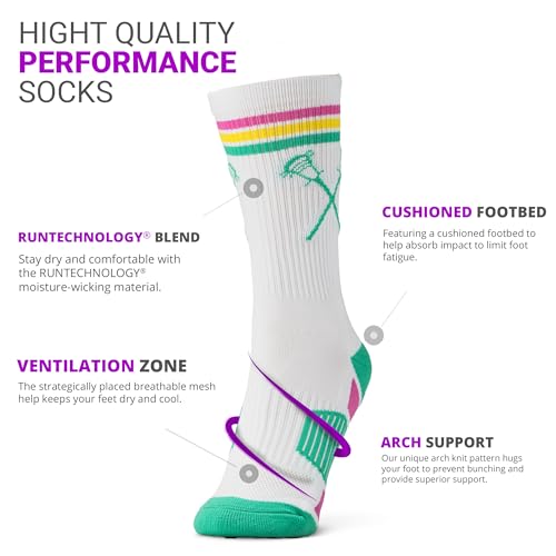 Image of ChalkTalkSPORTS Lacrosse Socks - Cushioned Mid-Calf Crew - Crossed Sticks | Moisture-Wicking Performance Blend, Athletic Lax Gear, Stay-Up Technology, Arch Support, Breathable, Boys and Men