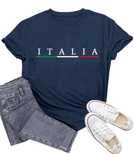 Wlen Womens Italia Shirt Italian Flag T-Shirts Gifts for Italia Trip
