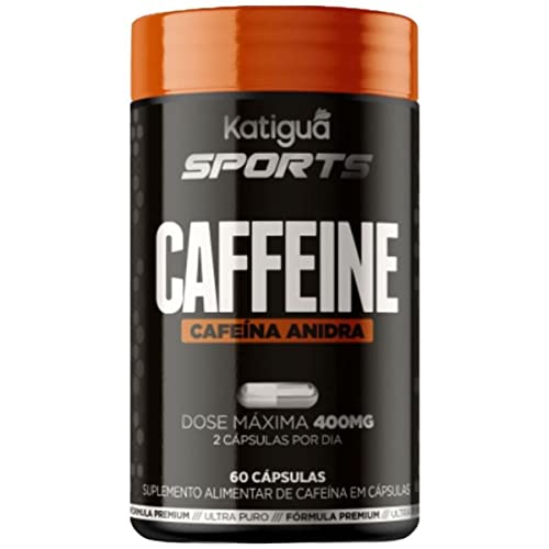 Katiguá, Caffeine, Cafeína Anidra, Sem sabor, Vegan products, 60 Cápsulas rígidas • 60 doses, Preto