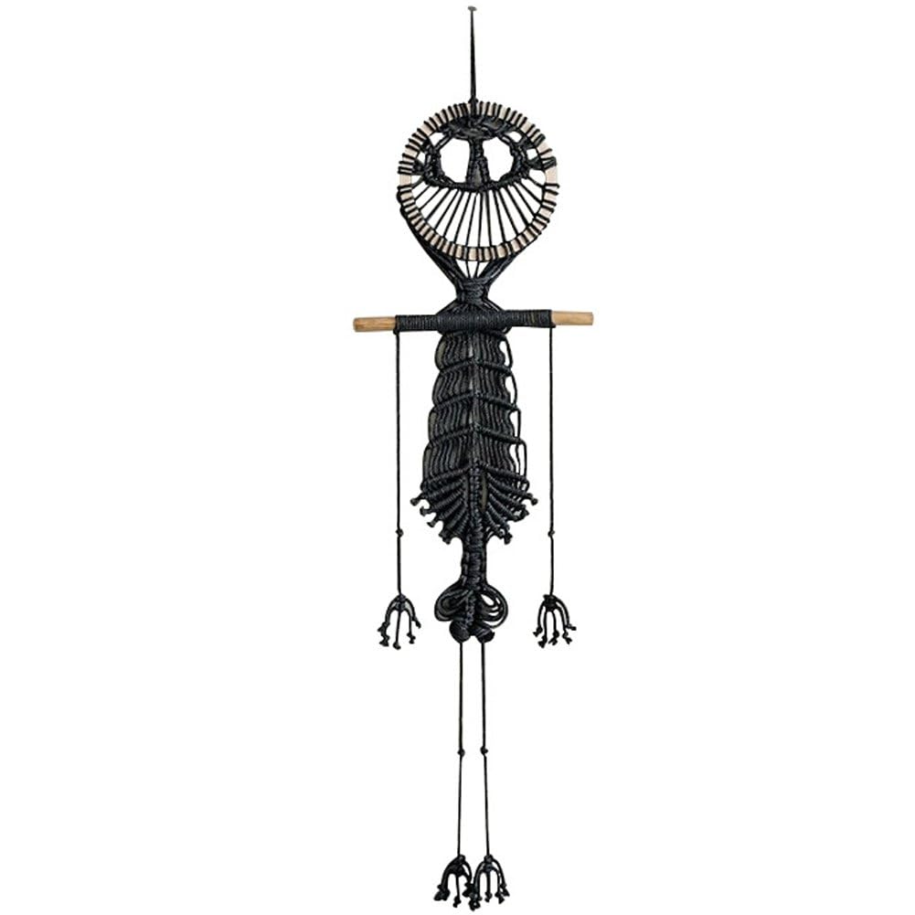 Tapiz de macramé para pared con calavera de Halloween